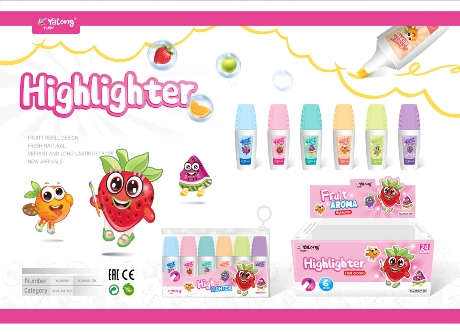 MARQUEUR FLUO MINI YALONG ASSORTI 6 PCS
